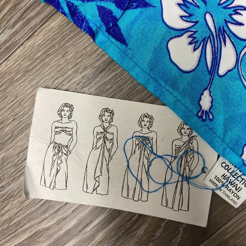 Tropical Blue Floral Swim Sarong - Picture 3 of 5